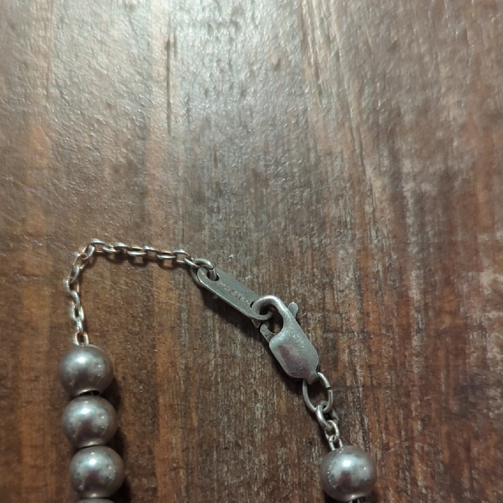 Vintage 925 Sterling Silver Graduated Ball Necklace - Picture 4 of 6
